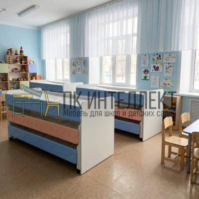 Кровать выкатная Город для детских садов купить 